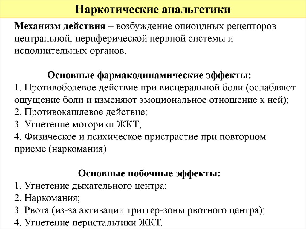 Побочные Эффекты Наркотических Анальгетиков Курсовая